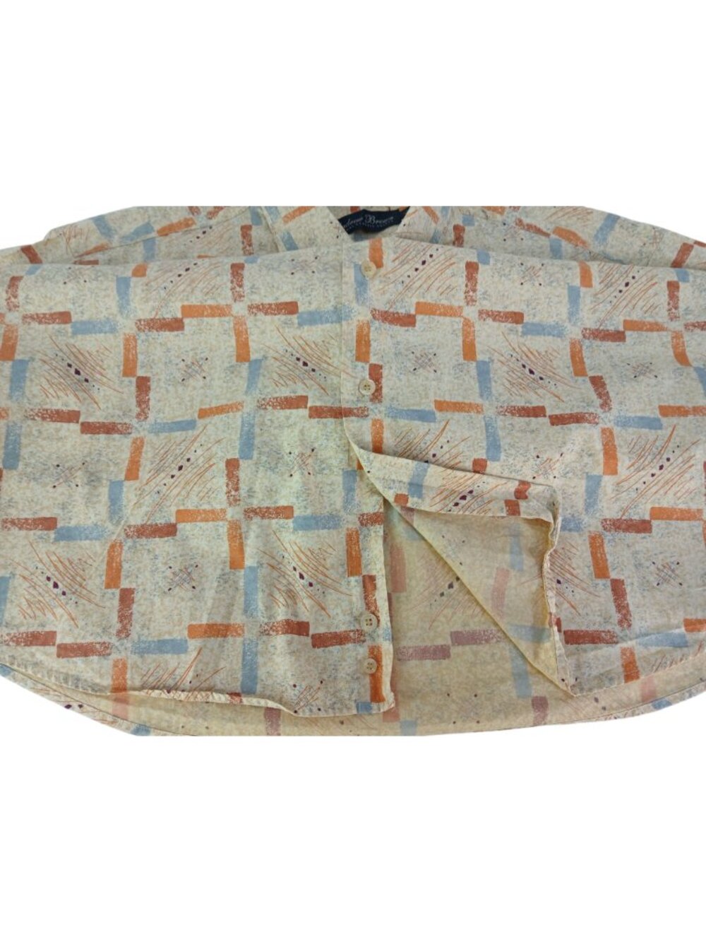 Vintage Andrew Brown Mens Short Sleeve Button Shirt Abstract Print Size L Logo - Picture 12 of 15